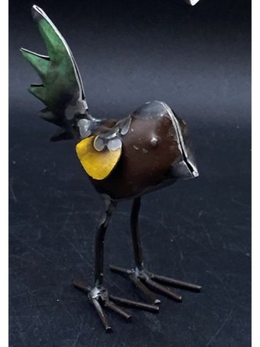 Recycled Metal Mini Bird Sculpture 3.5” Tall Multicolor Welded Rustic - Picture 3 of 8